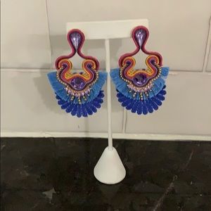 NWOT Blue “Carnival” Chandelier Earrings